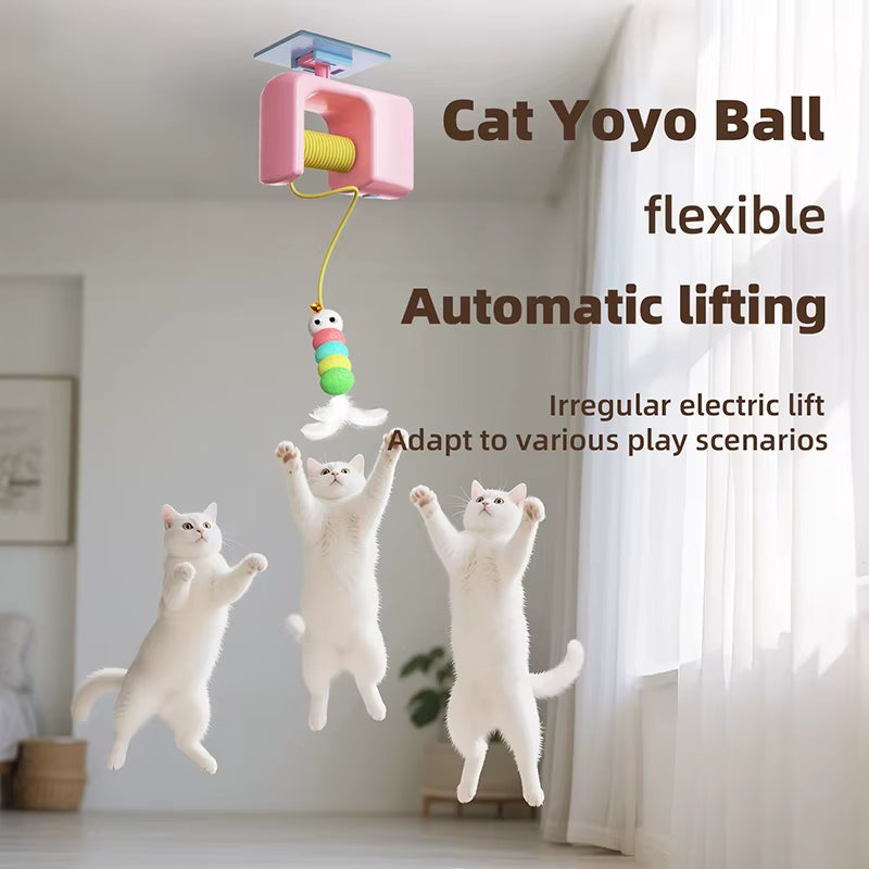 Cat Teaser Stick Kitten Electric Hanging Mop Shaped Feather Bell Cat Teaser Accessories Hanging Swing Pet Spring Toy